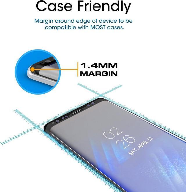 Alt view image 4 of 7 - amFilm Glass Screen Protector for Samsung Galaxy S8 Plus, 3D Curved Tempered Glass, Dot Matrix with Easy Installation Tray, Case Friendly (Black), Welcome to consult