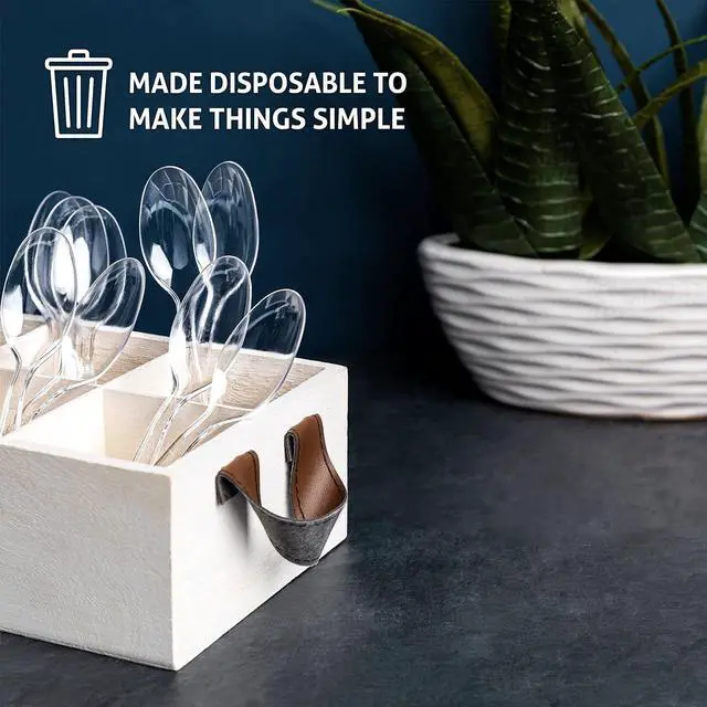Alt view image 2 of 7 - Crystalware Heavy Weight Plastic Tea Spoons 100/box, Clear