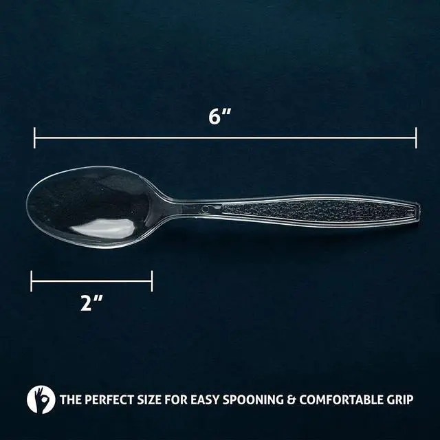 Alt view image 3 of 7 - Crystalware Heavy Weight Plastic Tea Spoons 100/box, Clear