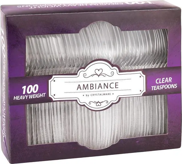 Main image of Crystalware Heavy Weight Plastic Tea Spoons 100/box, Clear
