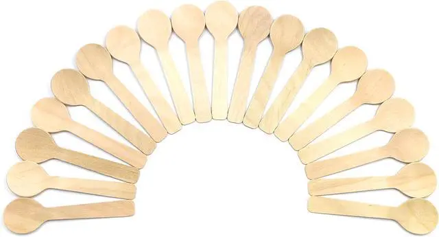 Alt view image 3 of 6 - 3.9 Inches Mini Kitchen Wooden Ice Cream Dessert Spoons Disposable Wood Cutlery Tableware,Pack of 100