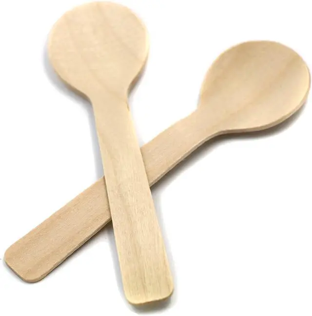 Alt view image 2 of 6 - 3.9 Inches Mini Kitchen Wooden Ice Cream Dessert Spoons Disposable Wood Cutlery Tableware,Pack of 100