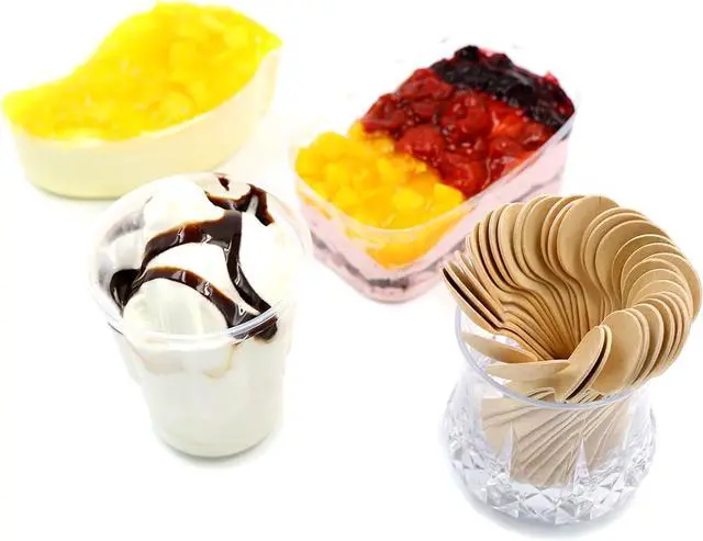 Alt view image 6 of 6 - 3.9 Inches Mini Kitchen Wooden Ice Cream Dessert Spoons Disposable Wood Cutlery Tableware,Pack of 100