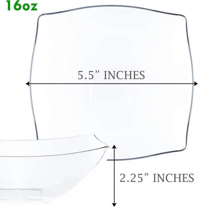 Alt view image 2 of 7 - PLASTICPRO Disposable Square Serving Bowls, Party Snack or Salad Bowl, Plastic Clear or White Pack of 4 (16 OUNCE, Clear)