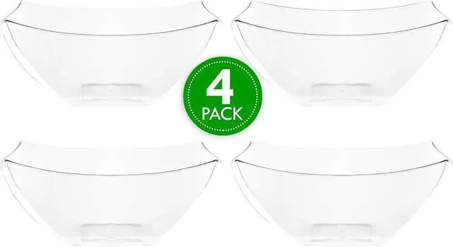 Alt view image 4 of 7 - PLASTICPRO Disposable Square Serving Bowls, Party Snack or Salad Bowl, Plastic Clear or White Pack of 4 (8 OUNCE, Clear)