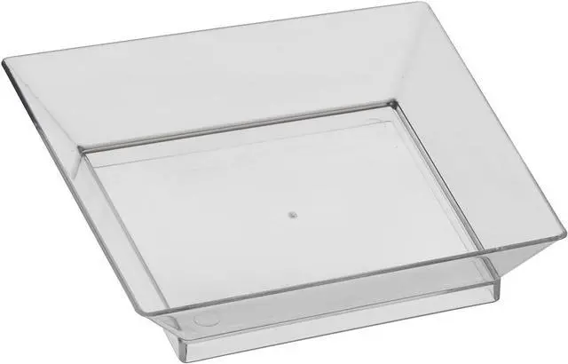 Main image of Party Essentials Miniware Plastic Appetizer and Dessert Mini Dishes/Serving Tasting Plates, Deep Square, Clear, Pack of 20