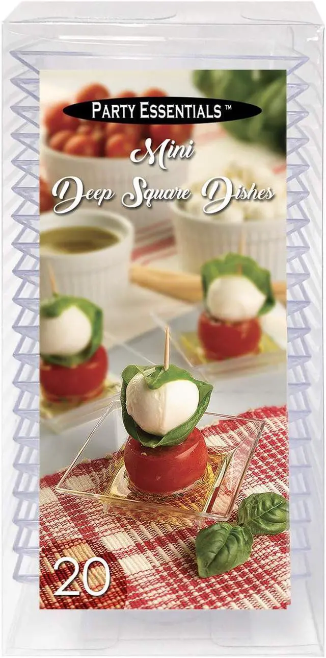 Alt view image 4 of 5 - Party Essentials Miniware Plastic Appetizer and Dessert Mini Dishes/Serving Tasting Plates, Deep Square, Clear, Pack of 20