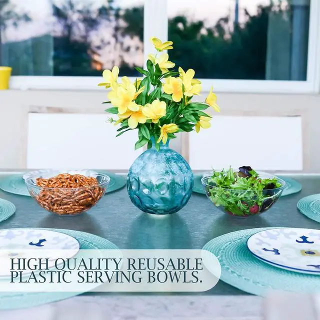Alt view image 3 of 7 - PLASTICPRO Disposable Round Serving Bowls, Party Snack or Salad Bowl, Small, Plastic Crystal Clear Pack of 4