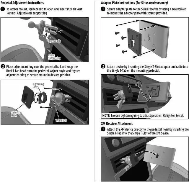 Alt view image 5 of 5 - Arkon Removable Swivel Air Vent Car Mount for XM/Sirius Satellite Radios-Single T and Amps Pattern Compatible