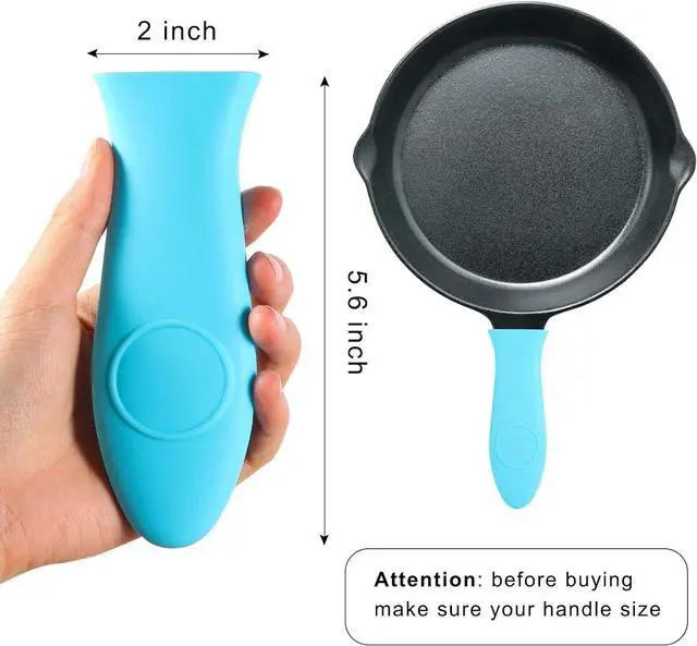 Alt view image 2 of 7 - Silicone Hot Handle Holder - Potholder for Cast Iron Skillets & Frying Pans - Heat Resistant Sleeve Grip Handle Cover, Red, Black, Blue, Green