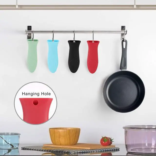 Alt view image 6 of 7 - Silicone Hot Handle Holder - Potholder for Cast Iron Skillets & Frying Pans - Heat Resistant Sleeve Grip Handle Cover, Red, Black, Blue, Green