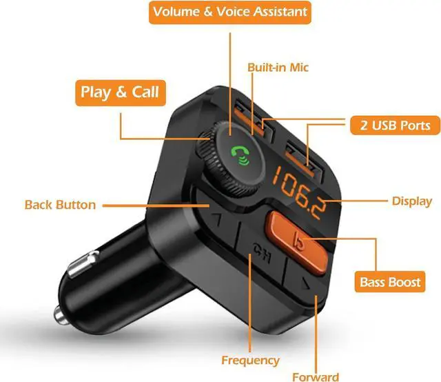Alt view image 2 of 7 - Xtreme Digital Lifestyle Accessories Armor All Wireless Bluetooth FM Transmitter with Dual Port USB Charging, Voice Controls, Bass Boost, Hands-Free Calling and Music Streaming,Block,AHF9-1010-BLK