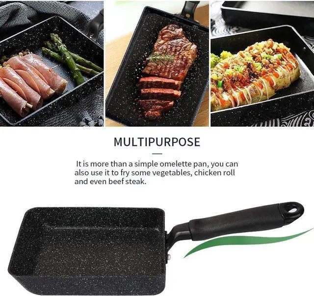 Alt view image 4 of 7 - MyLifeUNIT Tamagoyaki Pan, Japanese Omelette Pan Nonstick with Silicone Spatula, Square Egg Pan 7 x 5 inches, Black