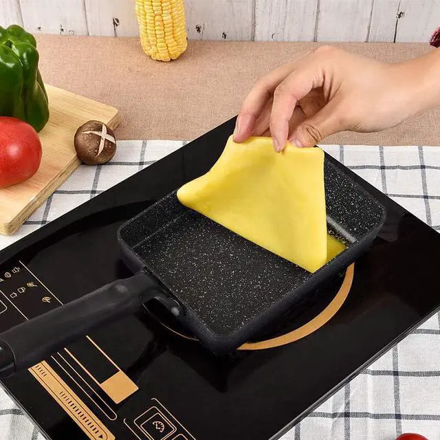 Alt view image 6 of 7 - MyLifeUNIT Tamagoyaki Pan, Japanese Omelette Pan Nonstick with Silicone Spatula, Square Egg Pan 7 x 5 inches, Black