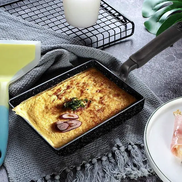 Alt view image 7 of 7 - MyLifeUNIT Tamagoyaki Pan, Japanese Omelette Pan Nonstick with Silicone Spatula, Square Egg Pan 7 x 5 inches, Black