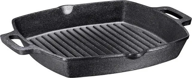 Main image of Bruntmor 13 Inch Non Stick cast iron Grill Pan, Induction Stove top grill plate, grilled pan for Sovetop, Outdoor Gridle Pan for Steak, and Meats.