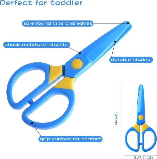 Alt view image 5 of 6 - Toddler Safety Scissors, 3-Pack with 60 Craft Paper Sheets for Kids