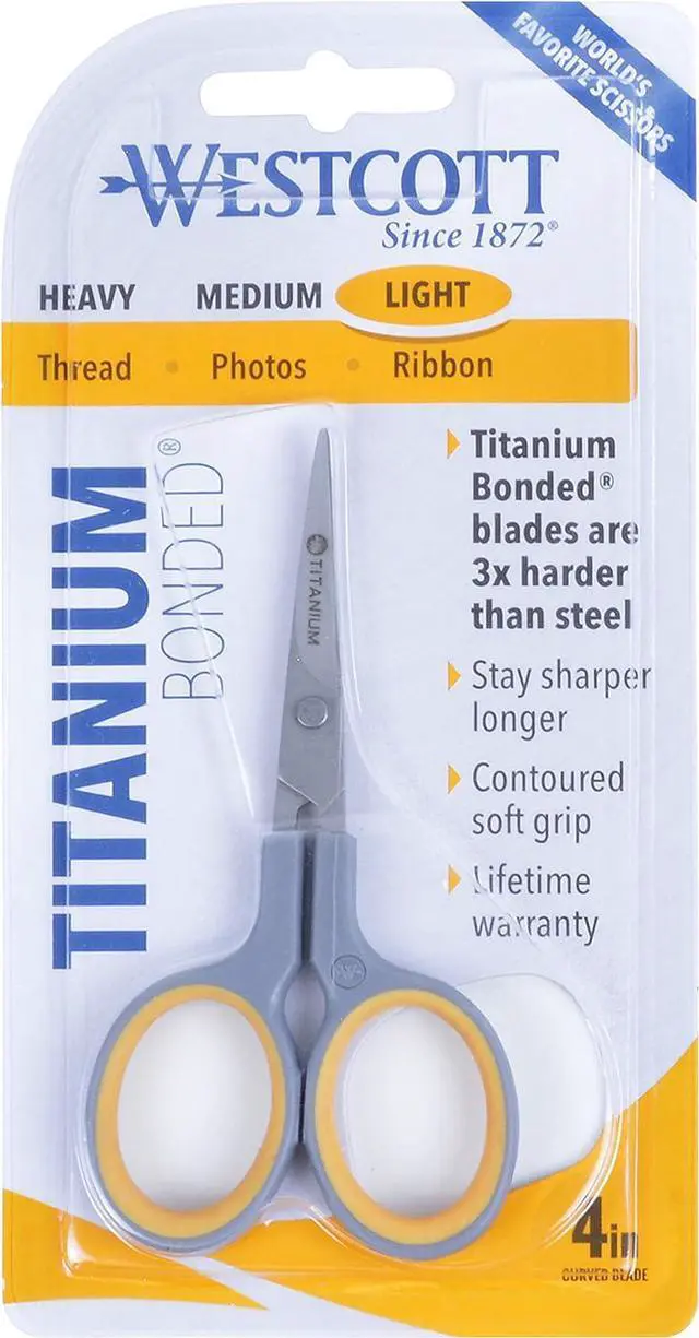 Alt view image 3 of 5 - Westcott 4" Sewing Titanium-Bonded Embroidery Scissors, Curved (13865)