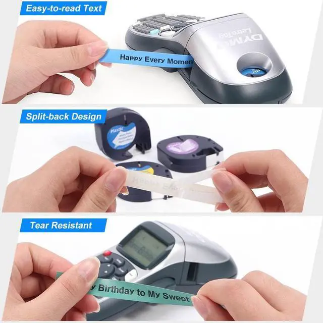 Alt view image 5 of 7 - 6-Pack MarkDomain Compatible LetraTag Refills Replacement for Dymo LT100H LT100T QX50 Letratag Label Maker Refills Plastic Label Tape 16952 91331 91332 91333 91334 91335 (1/2" x 13'), 12mm x 4m