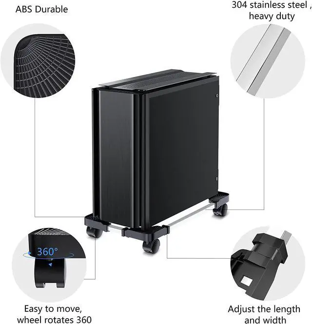 Alt view image 5 of 7 - Computer Tower Stand - Adjustable PC Stand for Most Desktop Towers - Elevate and Organize Your Desktop - Mobile CPU PC Holder Cart Riser Printer