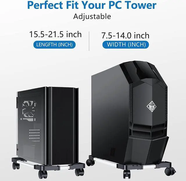 Alt view image 3 of 7 - Computer Tower Stand - Adjustable PC Stand for Most Desktop Towers - Elevate and Organize Your Desktop - Mobile CPU PC Holder Cart Riser Printer