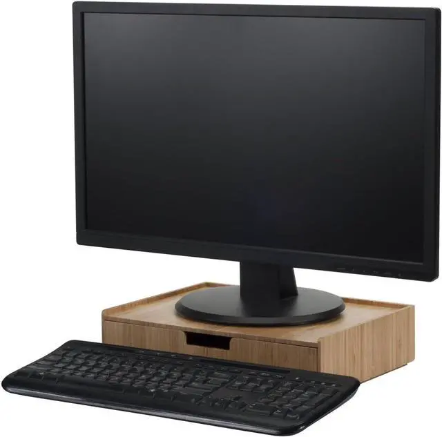Alt view image 2 of 7 - Bamboo Drawer Large, Monitor Stand & Stackable Storage Solution for office products pens, pencils, scissors, notepads, business cards and more