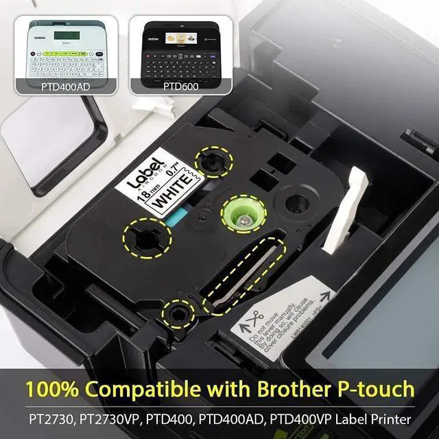 Alt view image 3 of 7 - Label KINGDOM TZ Tape 18mm 0.7 Laminated White Label Tape Replacement for Brother Ptouch TZe241 TZ241 Tape, 3/4 Inch Label Maker Tape for Brother Ptouch PT-D400 PT-D400AD PT-D600, 2-Pack