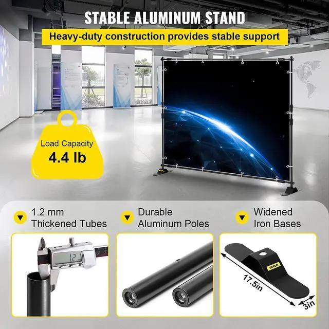 Alt view image 3 of 7 - Backdrop Banner Stand 8 x 8 Ft Adjustable Height Background Stand Backdrop with 1 Carrying Bag Backdrop Stand for Parties Wedding Photo Booth Trade Show