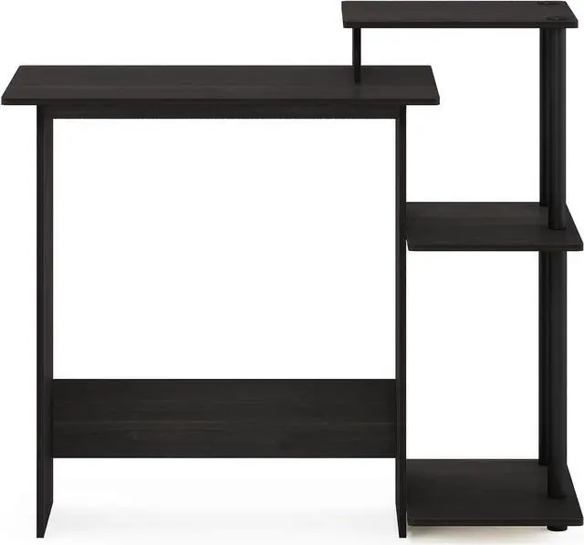 Alt view image 4 of 7 - Furinno Efficient Home Laptop Notebook Computer Desk with Square Shelves, Espresso/Black