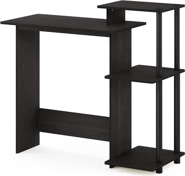 Main image of Furinno Efficient Home Laptop Notebook Computer Desk with Square Shelves, Espresso/Black