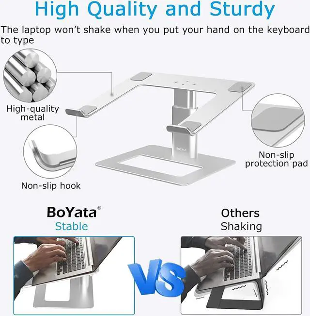 Alt view image 3 of 7 - Laptop Stand Ergonomic Aluminum Height Adjustable Computer Stand Laptop Riser Holder for Desk Compatible with MacBook Pro/Air   HP  More Laptops 11-17