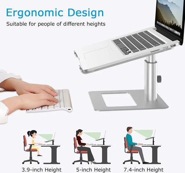 Alt view image 4 of 7 - Laptop Stand Ergonomic Aluminum Height Adjustable Computer Stand Laptop Riser Holder for Desk Compatible with MacBook Pro/Air   HP  More Laptops 11-17