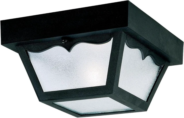 Main image of Westinghouse Lighting 6682200 Traditional One-Light Outdoor Flush-Mount Fixture, Black Finish on Polypropylene, Frosted Glass Panels