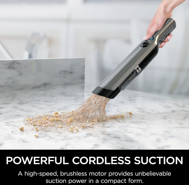 Alt view image 3 of 7 - Shark WV201 WANDVAC Handheld Vacuum, Lightweight at 1.4 Pounds with Powerful Suction, Charging Dock, Single Touch Empty and Detachable Dust Cup,Graphite, Slate