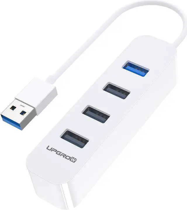 Main image of USB 3.0 Hub 4-Port USB Hub with 5 Gbps USB Splitter for Laptop MacBook Mac Pro Mac Mini iMac Surface Pro XPS PC Flash Drive Mobile HDD-White
