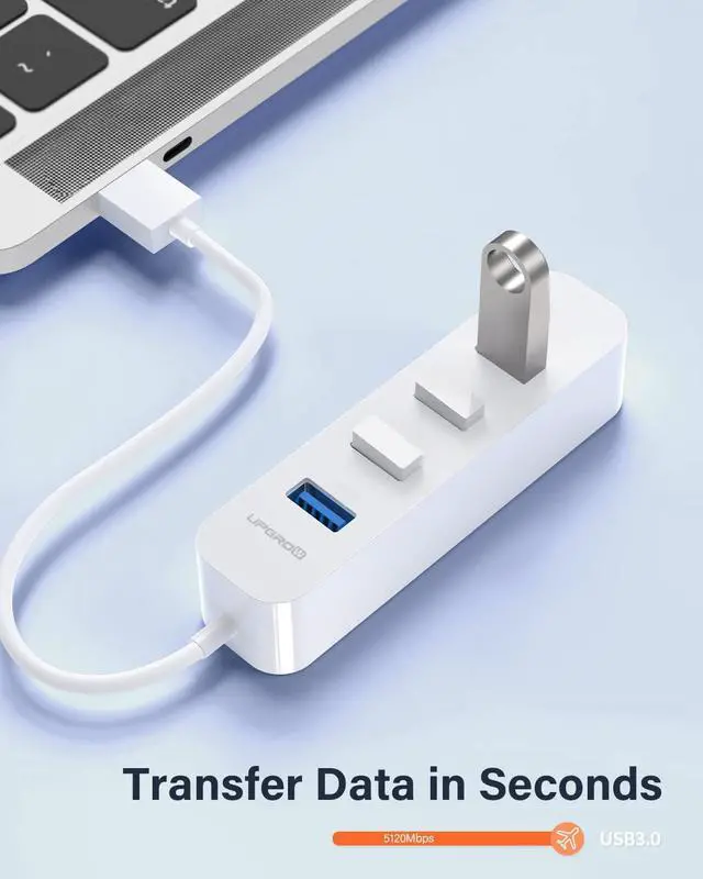 Alt view image 7 of 7 - USB 3.0 Hub 4-Port USB Hub with 5 Gbps USB Splitter for Laptop MacBook Mac Pro Mac Mini iMac Surface Pro XPS PC Flash Drive Mobile HDD-White