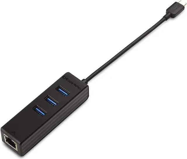 Alt view image 2 of 7 - Cable Matters 4-in-1 USB C Hub Ethernet, Support Gigabit Ethernet (USB C Network, USB C to Ethernet Adapter, USB C Ethernet Hub, Thunderbolt Ethernet Adapter) with 10/100/1000Mbps Network in Black