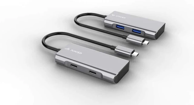 Alt view image 2 of 3 - Juiced Systems QuadHUB - USB-C 4 Port Portable USB Hub - 2 USB-C 3.2 Gen 2 Ports | 2 USB-A USB 3.2 Gen 2 Ports