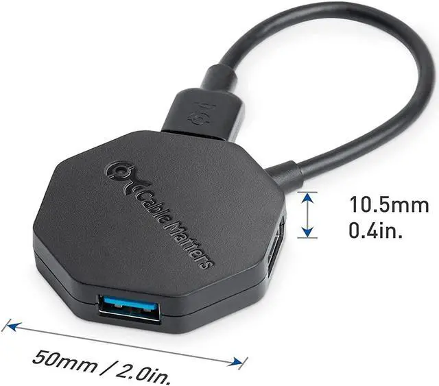 Alt view image 2 of 7 - Cable Matters Ultra Mini 4 Port USB Hub (USB 3.0 Hub, USB 3 Hub)