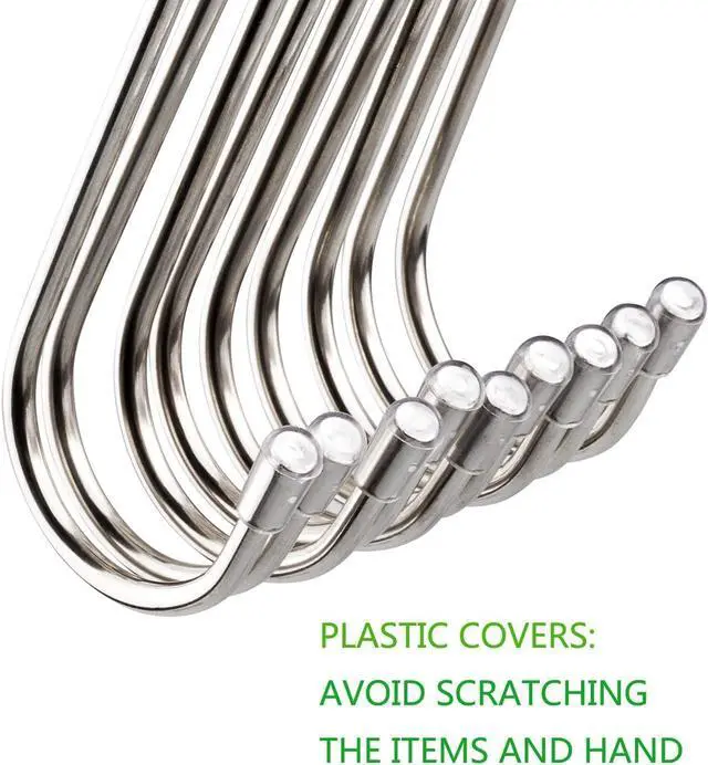 Alt view image 2 of 4 - 20 Pack 3.4" S Shaped Hooks Stainless Steel Metal Hangers Hanging Hooks for Kitchen, Work Shop, Bathroom, Garden