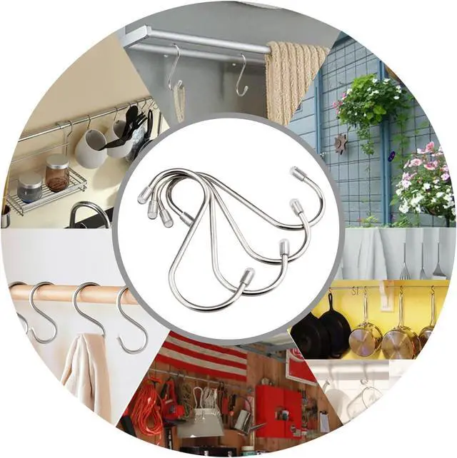 Alt view image 4 of 4 - 20 Pack 3.4" S Shaped Hooks Stainless Steel Metal Hangers Hanging Hooks for Kitchen, Work Shop, Bathroom, Garden