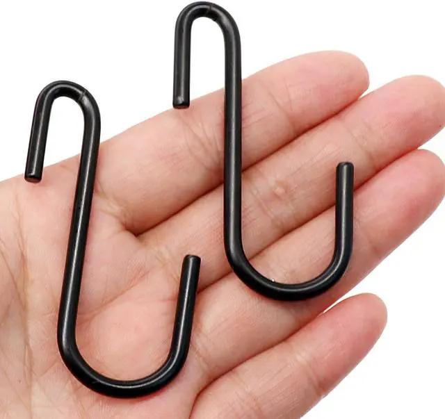 Alt view image 2 of 7 - 10 Pack Heavy Duty S Hooks Black S Shaped Hooks Hanging Hangers Hooks for Kitchen, Bathroom, Bedroom and Office: Pan, Pot, Coat, Bag, Plants(10 Pack/Black/Small)