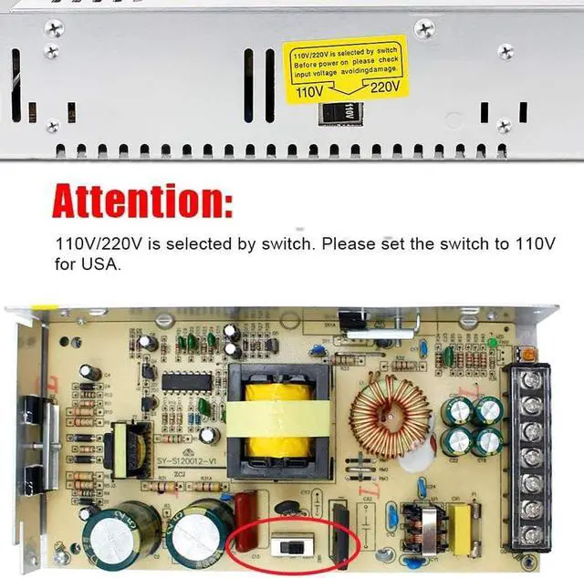 Alt view image 3 of 6 - JOYLIT 12V Power Supply 30A 360W, Universal Regulated Switching Transformer AC 110V/220V to DC 12 Volt 30Amp Adapter for LED Strip Lights, 3D Printer, CCTV Camera, Radio Project
