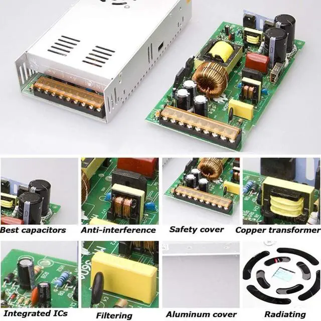 Alt view image 5 of 6 - JOYLIT 12V Power Supply 30A 360W, Universal Regulated Switching Transformer AC 110V/220V to DC 12 Volt 30Amp Adapter for LED Strip Lights, 3D Printer, CCTV Camera, Radio Project