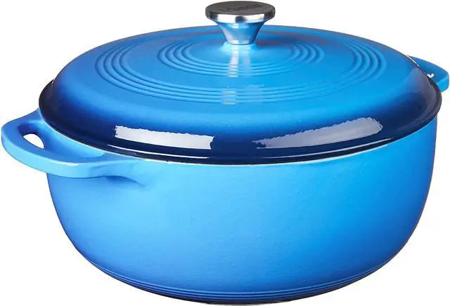 Main image of Lodge 7.5 Quart Enameled Cast Iron Dutch Oven with Lid  Dual Handles  Oven Safe up to 500° F or on Stovetop - Use to Marinate, Cook, Bake, Refrigerate and Serve  Caribbean Blue