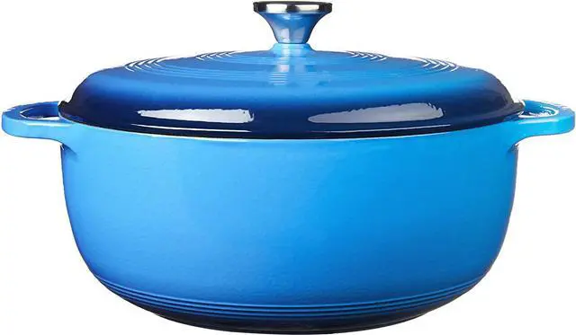 Alt view image 2 of 7 - Lodge 7.5 Quart Enameled Cast Iron Dutch Oven with Lid  Dual Handles  Oven Safe up to 500° F or on Stovetop - Use to Marinate, Cook, Bake, Refrigerate and Serve  Caribbean Blue