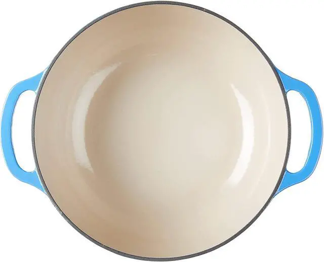 Alt view image 3 of 7 - Lodge 7.5 Quart Enameled Cast Iron Dutch Oven with Lid  Dual Handles  Oven Safe up to 500° F or on Stovetop - Use to Marinate, Cook, Bake, Refrigerate and Serve  Caribbean Blue
