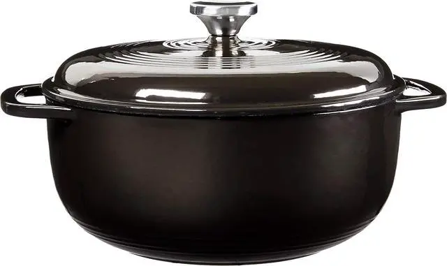 Alt view image 2 of 7 - Lodge 6 Quart Enameled Cast Iron Dutch Oven with Lid  Dual Handles  Oven Safe up to 500° F or on Stovetop - Use to Marinate, Cook, Bake, Refrigerate and Serve  Midnight Chrome