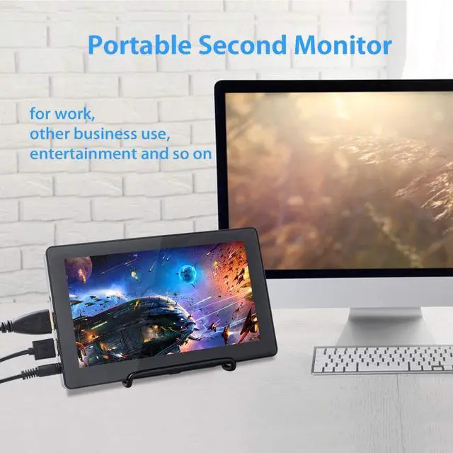 Alt view image 6 of 7 - 7 Inch Touchscreen for  5 Capacitive Screen IPS Monitor LCD Display Supports HDMI USB-C for  5 4B 3B+ 2 Model B Windows with Bracket