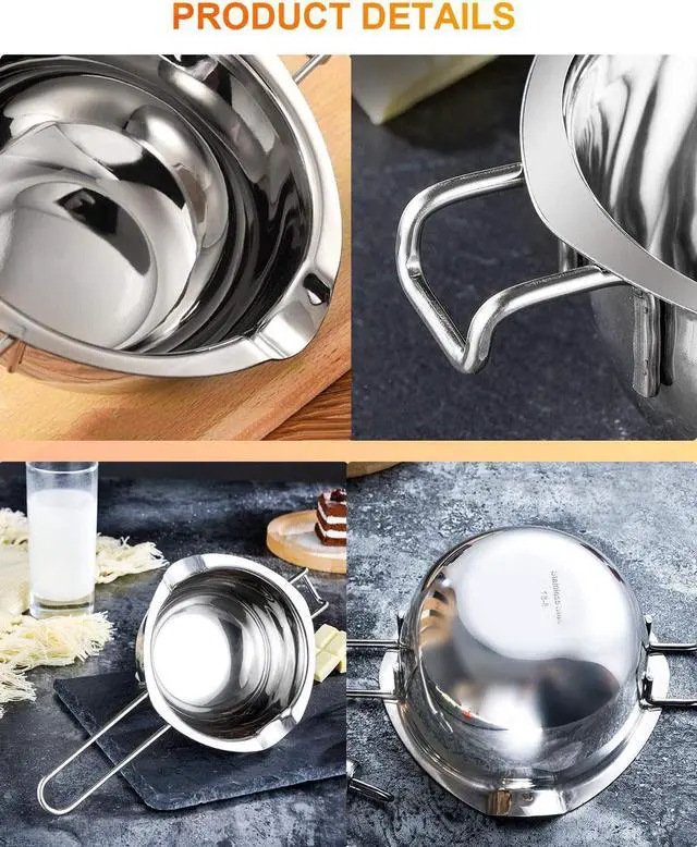 Alt view image 3 of 7 - Stainless Steel Double Boiler Pot for Melting Chocolate,Candle Making 480ML | Melting Pot for Candle,Soap Making 2 Cup Capacity